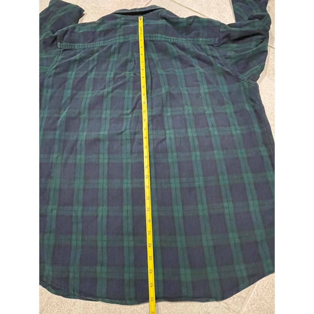 Vintage LL Bean Mens Scotch Plaid Flannel Shirt L‎ Button Down Green Blue - Picture 3 of 5